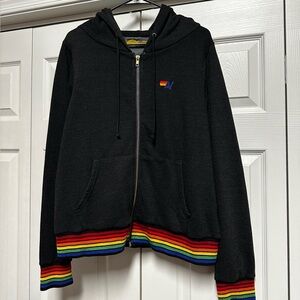 Aviator Nation Rainbow Rib Zip Hoodie